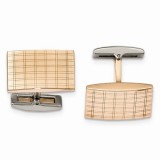 Chisel Stainless Steel Polished Rose IP Plated Laser Design Cufflinks photo