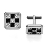 Chisel Stainless Steel Black And Grey Carbon Fiber Cufflinks photo