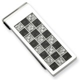 Chisel Stainless Steel Polished Black And Grey Carbon Fiber Money Clip photo