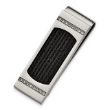 Chisel Stainless Steel Polished Black IP-Plated Wire With CZs Money Clip photo
