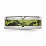 Chisel Stainless Steel Polished With CZ Printed Green Camo Under Rubber Men's Band photo 2