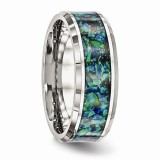 Chisel Stainless Steel Polished With Blue Imitation Opal 8mm Men's Ring photo 3