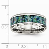 Chisel Stainless Steel Polished With Blue Imitation Opal 8mm Men's Ring photo 4