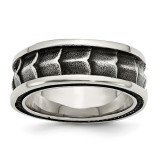 Chisel Stainless Steel Polished And Antiqued 9mm Men's Band photo