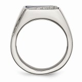 Chisel Stainless Steel Polished With Lapis Lazuli Inlay And CZ Men's Ring photo 2