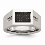 Chisel Stainless Steel Polished Black Carbon Fiber With CZ Men's Ring photo
