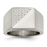 Chisel Stainless Steel Polished With Crystals Men's Ring photo