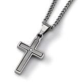 Chisel Titanium .03ct. Diamond Accent Cross 22in Necklace photo