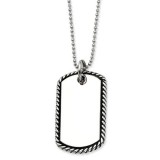 Chisel Stainless Steel Twisted Rope Edge Dog Tag Pendant Necklace photo