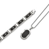 Chisel Stainless Steel Polished Black Carbon Fiber Bracelet/Necklace Set photo