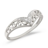 14K White Gold Diamond Chevron Ring photo