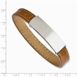 Chisel Stainless Steel Light Brown Leather Adjustable 8.25in Bracelet photo 2