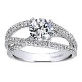 14k White Gold 0.57ct Diamond Gabriel & Co Free Form Semi Mount Engagement Ring photo