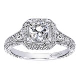14k White Gold 0.70ct Diamond Gabriel & Co Halo Semi Mount Engagement Ring photo
