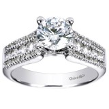 14k White Gold 0.52ct Diamond Gabriel & Co Straight Semi Mount Engagement Ring photo