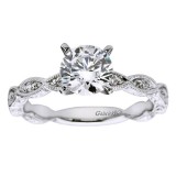 14k White Gold 0.13ct Diamond Gabriel & Co Straight Semi Mount Engagement Ring photo