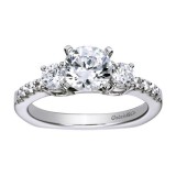 14k White Gold 0.58ct Diamond Gabriel & Co 3 Stone Semi Mount Engagement Ring photo