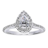14k White Gold 0.32ct Diamond Gabriel & Co Halo Semi Mount Engagement Ring photo