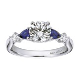 14k White Gold 0.62ctw Diamond and Sapphire Gabriel & Co Straight Semi Mount Engagement Ring photo