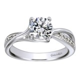 14k White Gold 0.16ct Diamond Gabriel & Co Bypass Semi Mount Engagement Ring photo
