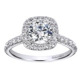 14k White Gold 0.55ct Diamond Gabriel & Co Halo Semi Mount Engagement Ring photo