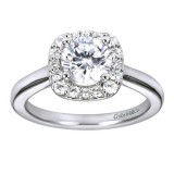 14k White Gold 0.29ct Diamond Gabriel & Co Halo Semi Mount Engagement Ring photo