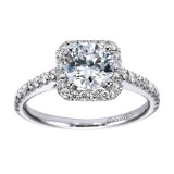 14k White Gold 0.45ct Diamond Gabriel & Co Halo Semi Mount Engagement Ring photo