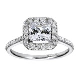 14k White Gold 0.37ct Diamond Gabriel & Co Halo Semi Mount Engagement Ring photo