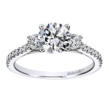 14k White Gold 0.45ct Diamond Gabriel & Co 3 Stone Semi Mount Engagement Ring photo
