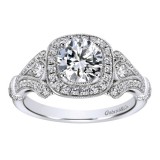 14k White Gold 0.42ct Diamond Gabriel & Co Halo Semi Mount Engagement Ring photo