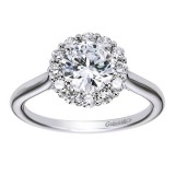 14k White Gold 0.42ct Diamond Gabriel & Co Halo Semi Mount Engagement Ring photo