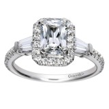 14k White Gold 0.54ct Diamond Gabriel & Co Halo Semi Mount Engagement Ring photo