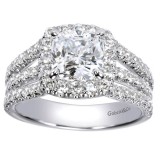 14k White Gold 1.18ct Diamond Gabriel & Co Halo Semi Mount Engagement Ring photo