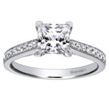 14k White Gold 0.32ct Diamond Gabriel & Co Straight Semi Mount Engagement Ring photo