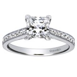 14k White Gold 0.32ct Diamond Gabriel & Co Straight Semi Mount Engagement Ring photo