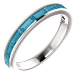 14k White Gold Blue Topaz Stackable Ring photo