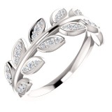 14k White Gold Diamond Leaf Fashion Ring photo