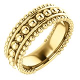 14k Yellow Gold Wide Beaded Fashion Ring photo