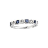 14k White Gold Diamond and Sapphire Stackable Ring photo