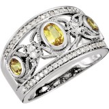 14k White Gold Yellow Sapphire and Diamond Butterfly Band photo
