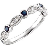 14k White Gold Diamond and Sapphire Stackable Ring photo