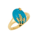 14k Yellow Gold Chinese Turquoise Leaf Ring photo