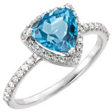 14k White Gold Blue Topaz and Diamond Fashion Ring photo