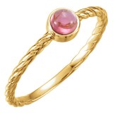 14k Yellow Gold Pink Tourmaline Rope Stackable Ring photo