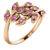 14k Rose Gold Pink Topaz Leaf Ring photo