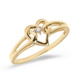 10K Yellow Gold Diamond Heart Ring photo