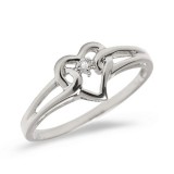 10K White Gold Diamond Heart Ring photo