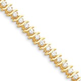 Quality Gold 14k Yellow Gold & Diamond Tennis Bracelet photo