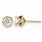 Quality Gold 14k Yellow Gold & Diamond Post Earrings photo