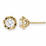 Quality Gold 14k Yellow Gold & Diamond Post Earrings photo